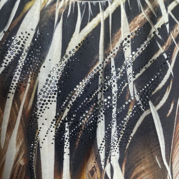 Chico's Tigers Eye Animal Print Top 3(XL 16) Knit Fall Autumn Rhinestones BOHO‎ - Picture 5 of 15